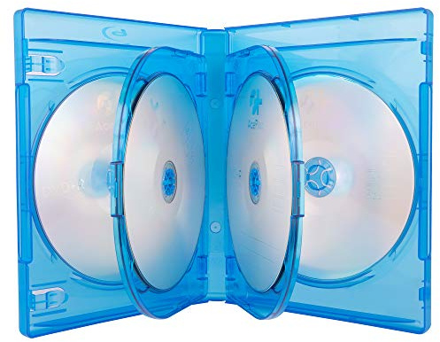 AcePlus Blu-ray Multi-6 Replacement Cases for 6 Discs in 22mm Thickness with Clear Wrap Around Sleeve and Silver Screen-Printed Logo (5-Pack)