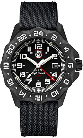 Luminox F-117 Nighthawk XA.6441 Herrenuhr 44mm - Pilotenuhr in Schwarz mit Datumsanzeige zweite Zeitzone 200m wasserdicht Saphirglas