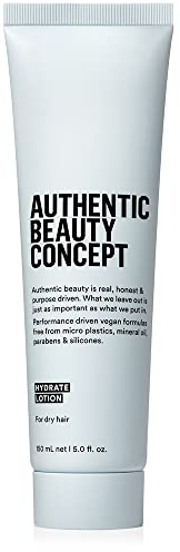 Authentic Beauty Concept Lotion hydratante pour cheveux, crème sans rinçage, protège contre les dommages causés par le sèche-cheveux et aide à lutter contre les frisottis, cheveux normaux à secs ou