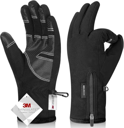 Balhvit -10℉ Waterproof Winter Gloves for Men & Women, 5-Layer Ski & Snow Gloves for Cold Weather, Breathable Warm Gloves with Touch Screen Fingers (M, Black)