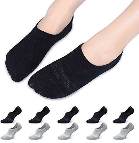 Falechay Sneaker Socken Damen Füßlinge Herren No Show Sneakersocken Anti Rutsch Unisex Schwarz Grau 35-38
