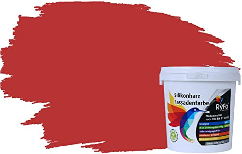 RyFo Colors Silikonharz Fassadenfarbe Lotuseffekt Trend Cremerot 1l - bunte Fassadenfarbe, weitere Rot Farbtöne und Größen erhältlich, Deckkraft Klasse 1