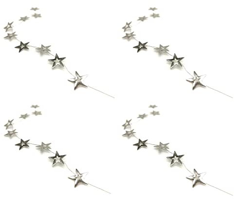 Metall Dekokette 40cm DIY Kerzenkette Bastel-Deko Floral Sterne Silber 4 Stück