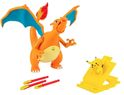 Bandai - Pokémon Figur Glurak Deluxe mit Funktion 15 cm + 1 Pikachu 5 cm – JW2731