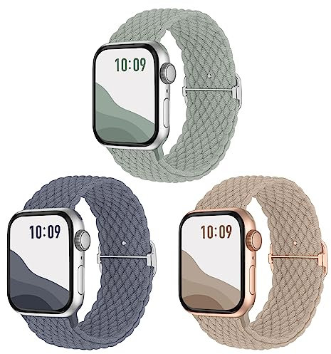 Joehwerr Correas trenzadas compatibles con Apple Watch de 38 mm, 40 mm, 41 mm, 42 mm, 44 mm, 45 mm, 49 mm, correa elástica ajustable de repuesto para iWatch Band Ultra SE 8, 7, 6, 5, 4, 3, 2, 1