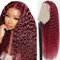 Hxxcoup Human Hair Wig Echthaar Perücke Deep Wave 4x1 Lace Frontal Wig Burgundy Perücke Echthaar Rote Perücke Damen Brazilian Virgin Hair Wig Ombre Color Deep Wave Hair No Tangle 18 Zoll