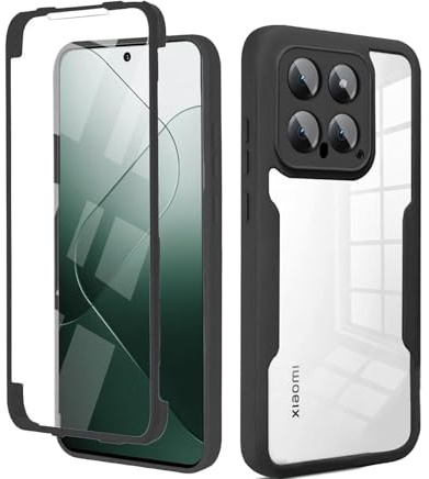 betterfon 360 Grad Hülle Kompatibel mit Xiaomi 14 | Handyhülle mit eingebautem Displayschutz für 14 | Schwarz