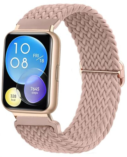 TUCOMO Nylon Geflochtenes Armband Kompatibel mit Huawei Watch Fit 2 Active/Elegant/Classic,Loop Dehnbare Elastische Uhrenarmband für Huawei Watch Fit 2 Herren Damen