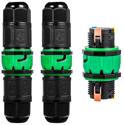 3-polig Schnellverbinder Kabelverbinder Wasserdicht IP68 Erdkabel Verbinder mit Klemmen Kabelmuffe Verbindungsbox Verbindungsmuffe für Ø4-11mm Kabeldurchmesser (2)