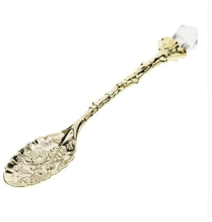 VONCYKI Spoons Coffee and Sugar Tea Ice Cream Dessert Cutlery Spoon Crystal Head Pattern Carved Design Tableware Dinnerware Kitchen(Golden,5PCS)