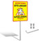 SINMAO Aluminium Achtung Spielende Kinder Schild XXL 35x25cm mit Pfosten Reflektierend, Vorsicht Kinder Schild Metall