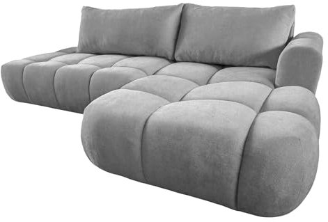 Ecksofa mit Schlaffunktion LUNA L-Form, Sofa Couch mit Bettkasten, 3-Sitzer Eckcouch, Schlafsofa für Wohnzimmer, Big Sofa Couch mit Schlaffunktion (Hellgrau, Ottomane Rechts)