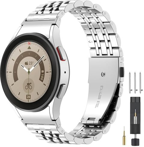 EZMVZKU Edelstahl Armband Kompatibel mit Samsung Galaxy Watch 7/6/5/4 40mm 44mm, 20mm keine Lücke Metall Uhrenarmbänder für Galaxy Watch 4/6 Classic 42mm 46mm 43mm 47mm/5 Pro 45mm