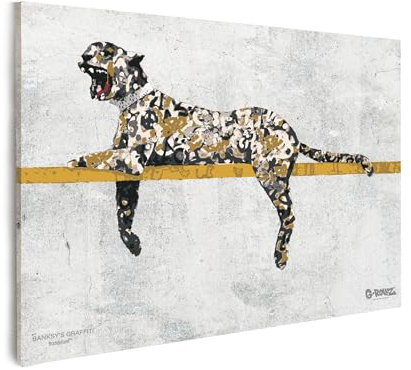 Mevsim Store Banksy Graffiti Offiziell lizenziertes Wandbild - Leinwand bilder Bronx Zoo Leopard - Tolle abstrakte Banksy Wandbilder für Wohnzimmer, Schlafzimmer, Flur und Büro. (Groß 64x90 cm)