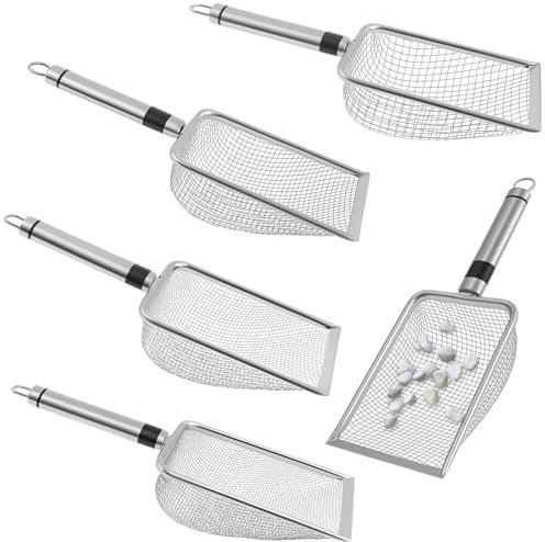 5Pcs Gardening Soil Sifter with Handle 2/2.8/3.8/4.3/5mm Garden Sieve Stainless Steel Mesh Soil Shovel for Sifting Weed Sand Rocks Dirt Compost