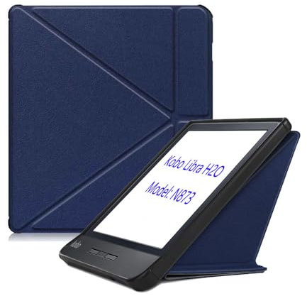 Coque pour Kobo Libra H2O N873 7 2019 e-book Cover Ultra Mince Légère Housse de Protection avec Fonction de Veille/Réveil Automatique (Bleu)