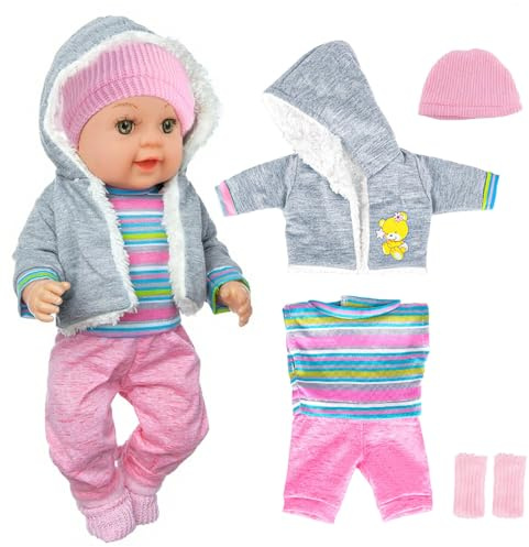 Esshogo 5pc Kleidung Outfits FüR Baby Puppen,1 Rosa Puppenkleidungsspielzeug, Puppenkleider Set, Kleidung Outfits für Baby Kinder Mädchen Jungen, Baby Puppen Puppenkleidung 35-43 cm, Keine Puppe