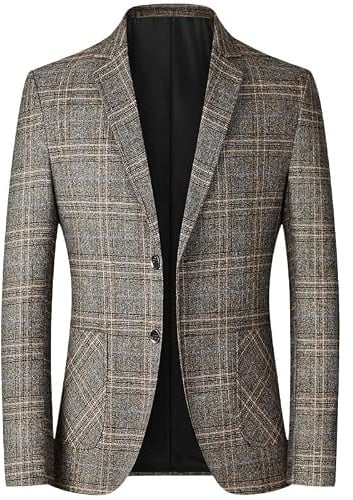 Genérico Chaqueta Americana Hombre, Blazer De Tweed para Hombre, Chaqueta Deportiva De Dos Botones A Cuadros, Elegante, Informal, para Negocios, con Bolsillo, Corte Regular, Abrigo De Otoño para T