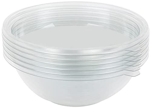 GUILLIN - FESTIPACK SL2200C SACHET DE 6 Saladier Rond 2200Cc avec Option Couvercle, Polyéthylène, Transparent, 26 x 26 x 6,2 cm, Translucide
