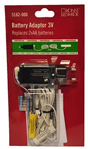 Konstsmide 5162-000 2 x AA 1.5V Battery Adapter, 3V, White Cable, 3m, Europlug (Type F)