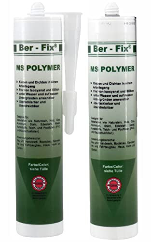 Ber-Fix 2x MS Polymer Kleber Transparent Glasklar 300g – Klarer Kleber für Glas, Metall & Fliesen, feuchtigkeitsbeständig & elastisch