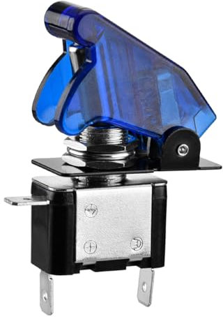 Heschen Interruptor de palanca de metal, 12V 20A, SPST, ON/OFF, 2 posiciones, 3 pines, con tapa impermeable (Azul transparente)