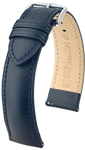 HIRSCH Unisex Uhrenarmband Kalbsleder Modell Kent 18 mm Blau
