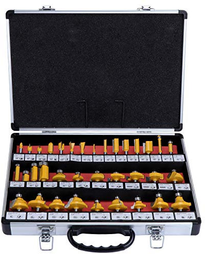 WiMas Milling Router Bit Set, Standard Frese, Set di Bit del Router, Set di Punte per Fresa in Carburo di Tungsteno(35 Pezzi con Codolo da 6,35mm)