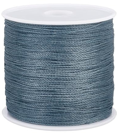 PH PandaHall Baumwollschnur, gewachste Kordel zum Basteln von Armbändern, Halsketten, Schmuck, Größe, Perlen, Basteln, Makramee, 0.5mm, Graublau (100m)
