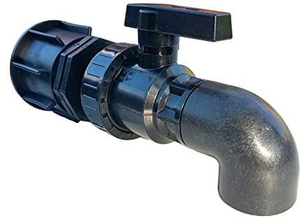 FN-Technik IBC Adapter DN 50 mit 1 1/4 Zoll PP Kugelhahn mit Auslaufbogen