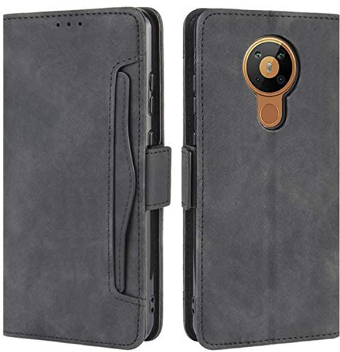 HualuBro Handyhülle für Nokia 5.3 Hülle Leder, Flip Case Cover Stoßfest Klapphülle Handytasche Schutzhülle für Nokia 5.3 Tasche (Schwarz)