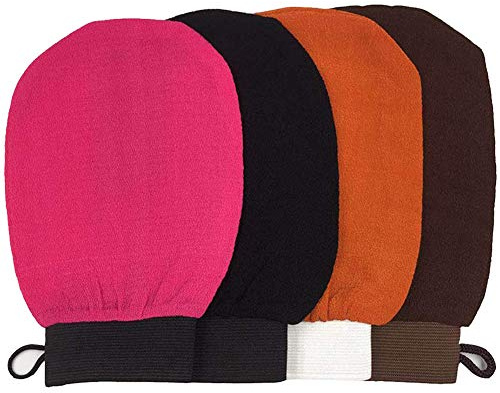BETOY 4 Stück Peelinghandschuhe, Scrubbing Handschuhe, Exfoliator badeHandschuh, Abgestorbene Haut entfernen Badekörper Mitt für Dusche fuer ein sanftes Peeling