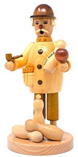 Drechslerei Friedbert Uhlig, Räuchermännchen Nr. 050, Kegler, 25 cm hoch, aus regionalem Holz gedrechselt, echte Handarbeit aus dem Erzgebirge, Weihnachten, Holzkunst, Echtholz