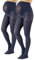 CALZITALY 2 Paires de Collants de Grossesse Opaques Quotidiens | S, M, L, XL | Noir, Bleu | 40 DEN | Fabriqué en Italie (M, Blue Navy)