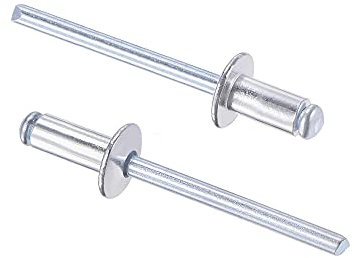 sourcing map Remaches ciegos, remaches de aluminio para decoración de núcleo, remaches de 5 mm de diámetro, 10 mm de longitud de agarre, tono plateado, 120 unidades