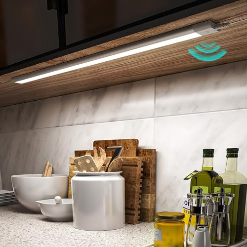 MYPLUS 42cm Unterbauleuchte Küche Led, LED Schrankbeleuchtung mit Bewegungsmelder,Plug-in, 750lm,4000K,108 Leds,Küchenschrank Leuchte(Radarversion)