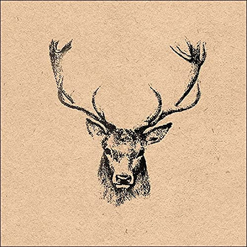 Ökologische Servietten mit Hirsch aus 80% recyceltem Papier in braun & schwarz Weihnachts-Deko umweltfreundliche Tisch-Dekoration Herbst Weihnachten & Advent (60, Hirsch beige)
