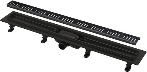 Duschrinne mit Edelstahlrost 850 Schwarz-Matt Alcaplast - flach