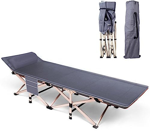 HOMCENT Campingbett Faltbar mit Seitentasche, Transporttasche Ideal für Camping, Reisen, Indoor, Outdoor, Garten, Heimat, 190x67 cm Camping Bett Klappbar 150KG