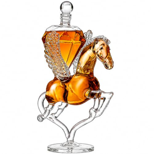 The Wine Savant Pegasus Crystal Decanter, For Wine & Whiskey by - 12 Tall - For Spirits, Whiskey, Scotch, Bourbon, Cognac and Brandy - 500mL - By - Pegasus Horse Winged Diamond