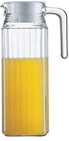 STERUN Glassy Transparent Fridge Water Fruit Juices Liquors Jug with Lid 1.1L Capacity