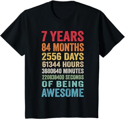 7th Birthday 7 Years Old Vintage Retro 84 Months T-Shirt