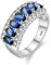 Uloveido Bague pour femme en plaqué or rose/plaqué platine, 7 pierres, motif demi-lune, alliances avec oxyde de zirconium ovale J501, L, Cristal, Zircone cubique