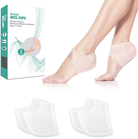 Dyroe Protège Talon Silicone 2 Paire, Protege Talon en Gel, Manches de Talon en Silicone, Tasses de Talon,Pour Fasciite Plantaire, Tendinite, Douleur Talon, Hommes et Femme