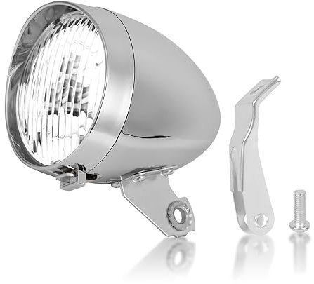 Vélo Vintage Lumière, Lampe Avant de Vélo de Vélo Rétro Vintage à 3 LED, Lampe de Vélo à Tête Avant de Phare de Vélo Vintage à LED avec Support de Montage (Argent)