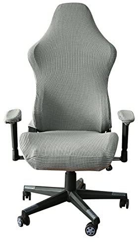 Gaming Stuhl Bezug Gamingstuhl Bezüge 4 Stück,Gaming Stuhlhussen mit Armlehnen/Stuhlrücken Bezug/Bürostuhl Bezug,Dehnbare Abnehmbar Waschbar für Computerstuhl Gamning-Stuhl,Kein Stuhl - Light Gray