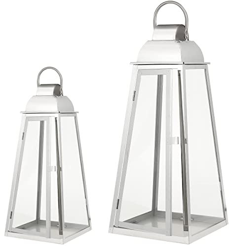 Laterne Gartenlaterne 2 Set Metall Windlicht Laternen Deko Kerzenhalter Kerzenleuchter Kerzenständerr für Innen Außen Outdoor Indoor Wohnzimmer Garten Balkon Gartenbeleuchtung