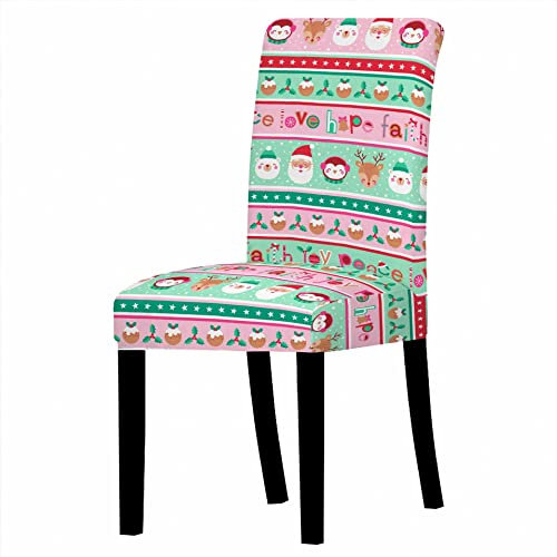 Morbuy Weihnachten Stuhlhussen Set Stretch Stuhlbezug für Esszimmerstühle, Waschbarer Stuhlhussen Schwingstühle Stuhlüberzug für Haus Hotel Hochzeit Partys Dekor (1er Set,Rosa)