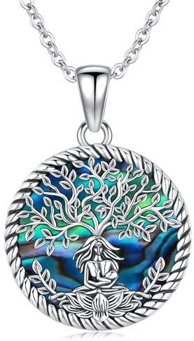 Odinstone Collana con ciondolo a forma di albero della vita in argento Sterling 925, gioiello personalizzato in argento per donne, regalo speciale per mamma/fidanzata/moglie (H-albero della vita)