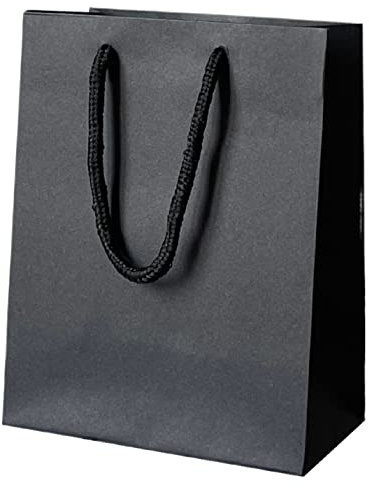 Thepaperbagstore 10 Schwarze Kleine Matt Luxus-Boutique-Papiertüten für Geschenke oder als Tragetaschen mit Seilgriffen - 150x80x190mm